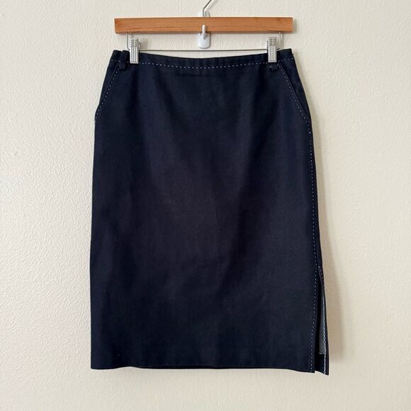 Max Mara Dresses & Skirts - Max Mara Made in Italy Women's Size 6 Navy Blue 6" Slit Side Zipper A Line Skirt